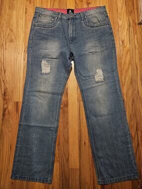 Vintage Y2k Red Ape Baggy Hip Hop Skater Embroidered Denim Jeans Men’s 36x32